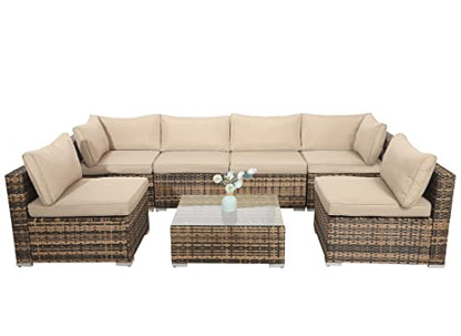 LEISU 7 Pieces Outdoor Sectional Furniture Set All-Weather Patio Sectional Sofa